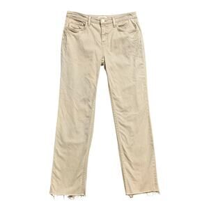 L Agence Jeans Women 26 Sand Denim Milana Low Rise Cotton Fringe Hem‎ Straight